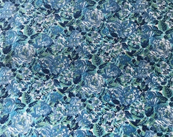 Small Blue floral fabric, 100% Cotton, Vintage Fabric, quilting fabric, Sewing, decor fabric, crafting, OOP fabric, Wamsutta Fabric