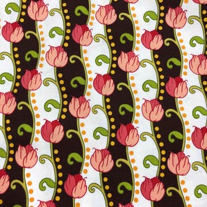 Tessuto floreale rosa, 100% cotone, tessuto retrò, tessuto per trapuntatura, cucito, tessuto decorativo, artigianato, floreale retrò, tulipano floreale