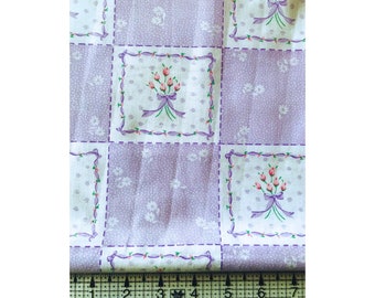 OOP Lavender Patchwork Rosebud Fabric, 100% Cotton, Vintage Fabric, quilting fabric, Sewing, crafting, remnant fabric, floral fabric