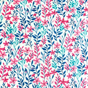 Waverly Swaying Pink Leaves Fabric, 100%Cotton Fabric, Sewing, quilting fabric, pink floral, bright floral, teal floral