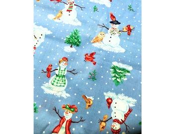 Snowman Christmas Fabric 100% Cotton, Cranston Collection, quilting fabric, Sewing, crafting, fabric by the yard, holiday fabric decor