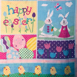 Springs Creative Cute Easter Patchwork Fabric, 100% Cotton, quilting fabric, Sewing, OOP fabric, easter bunny, easter chick, easter gingham