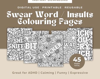 Swear Word Mandala Coloring Pages: Funny Adult Stress Relief (Instant Download)