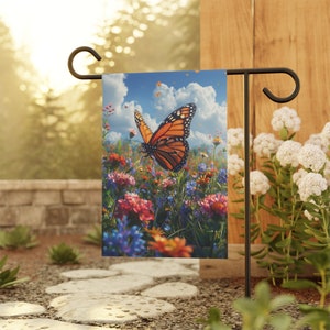 Vibrant Monarch Butterfly Garden Banner - Outdoor Floral Decor to Attract Butterflies & Nature Lovers