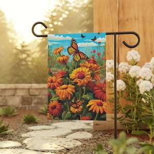 Monarch Butterfly Flower Garden & House Banner