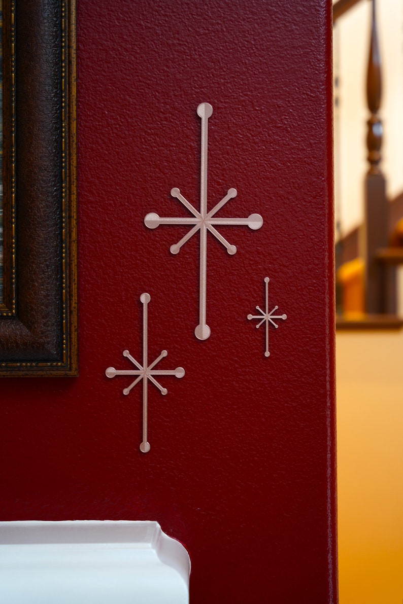 Mid Century Modern Wall Art / Decor MCM Snowflakes / 3D Printed