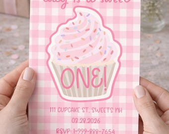 Süßes Geburtstagspaket, Cupcake zum ersten Geburtstag, Alles über mich Poster, Baby erstes Jahr Fotobrett, bearbeitbare Canva-Vorlage