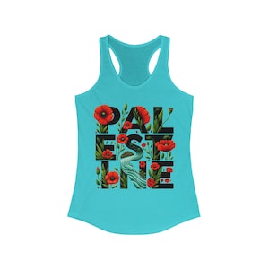 Women&#39;s Palestine Poppies River Bloom Wildflowers PLM Racerback Tank