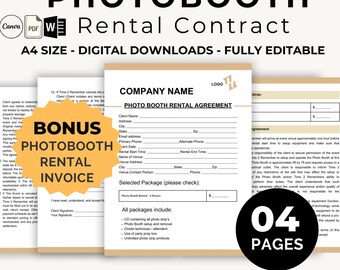Photo Booth Rental Contract Template | Wedding Event Agreement (PDF)
