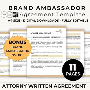 Brand Ambassador Contract & Marketing Agreement | Models Wanted Flyer, Influencer Media Kit, Content Creator Employee Template |Social Media