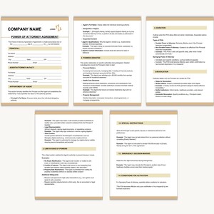 Editable Power of Attorney Agreement Template (digital Download) - Etsy