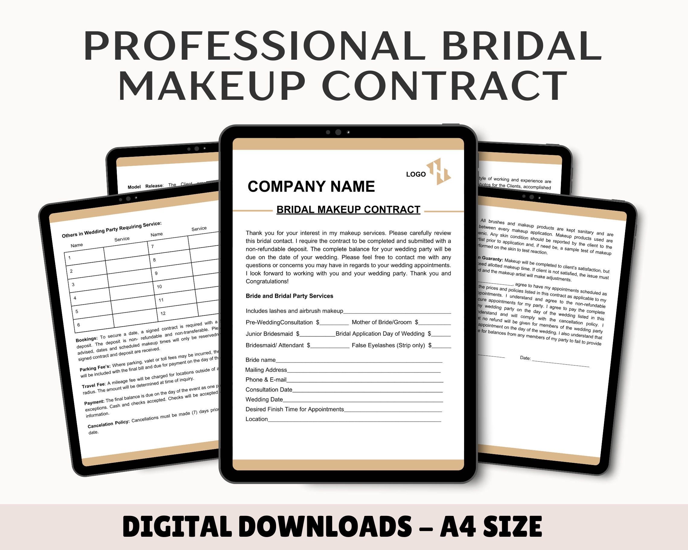 Bridal Makeup Contract & MUA Agreement | Wedding Beauty | Client Intake ...