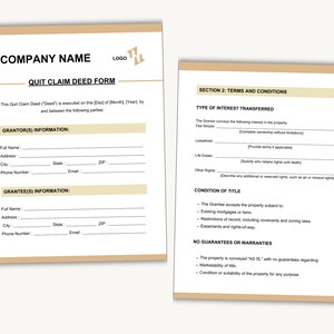 Editable Quit Claim Deed Form | Real Property Transfer Template (PDF ...