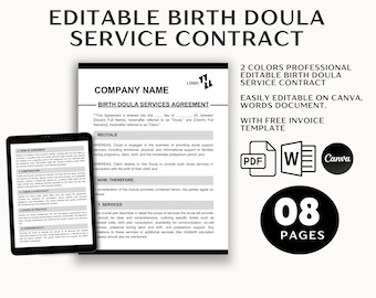 Birth Doula Contract Template | Childbirth, Postpartum Planning (Digital Download)