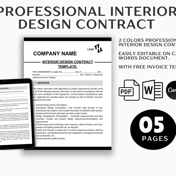 Interior Design Agreement | Contract for Design Services, Paint Colors Palette & Mood Boards | Home Renovation | Client On Boarding