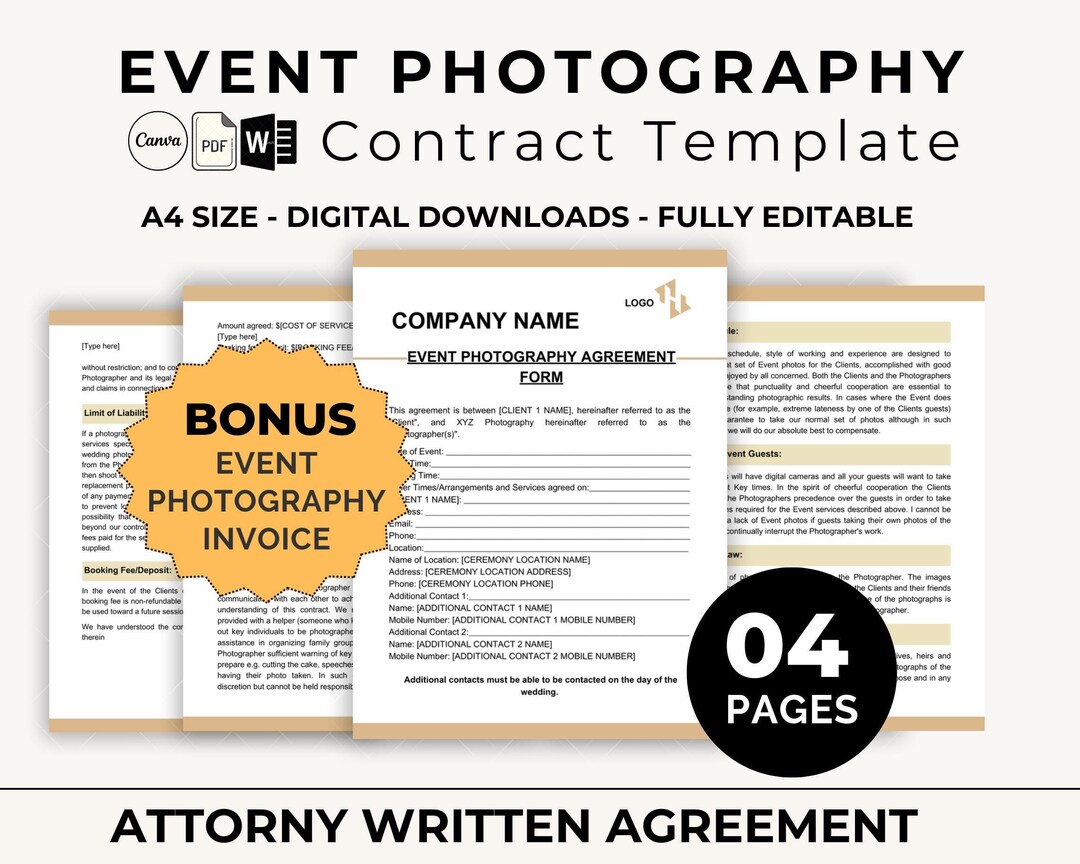 Photography Contract Forms Template Bridal 360 Photo Booth Wedding ...