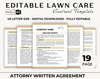 Editable Lawn Care Contract | PDF & Canva Template - Instant Download