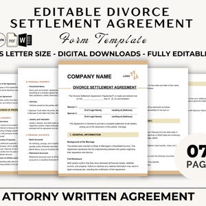 Acuerdo de divorcio editable, formulario de acuerdo de divorcio, contrato de divorcio, acuerdo matrimonial, documentos de divorcio - Descarga instantánea
