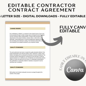 Editable Contractor Contract Template | US Letter (digital Download) - Etsy