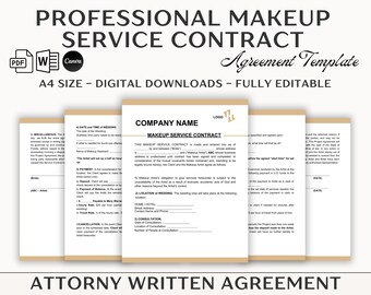 Makeup Artist Service Contract Template | MUA Agreement (Canva & PDF)