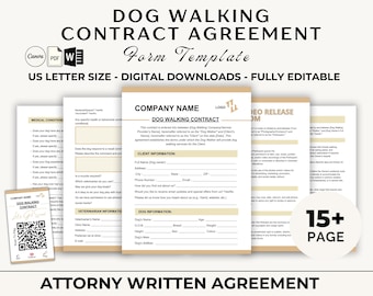 Editable Dog Walking Service Contract Template | Pet Business Form (PDF, DOC)