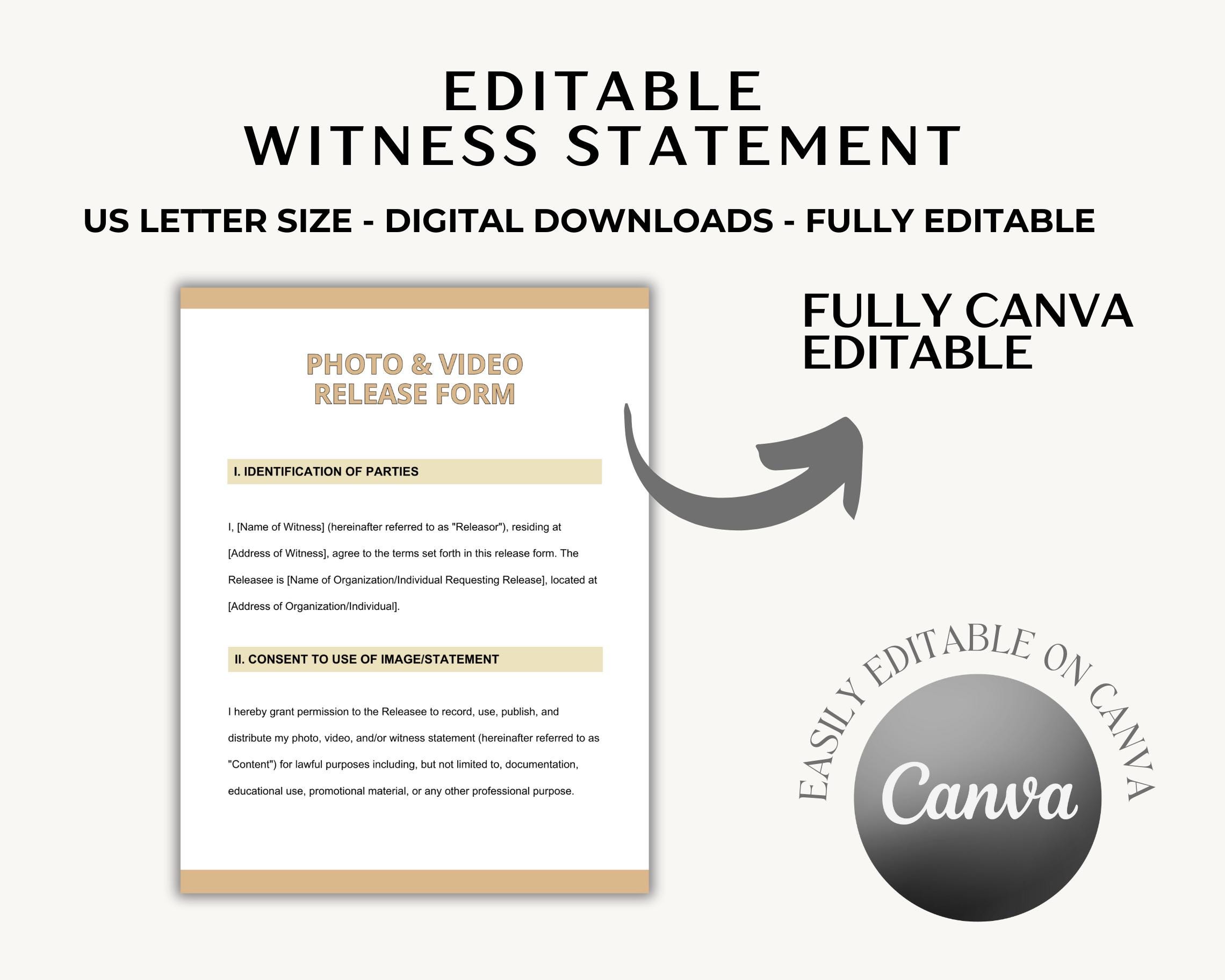Editable Witness Statement Form | Legal Document for Court Use (canva ...