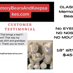 Original Memory Bear from Clothes (Free Shipping in USA only)