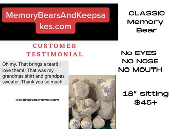Original Memory Bear from Clothes (Free Shipping in USA only)