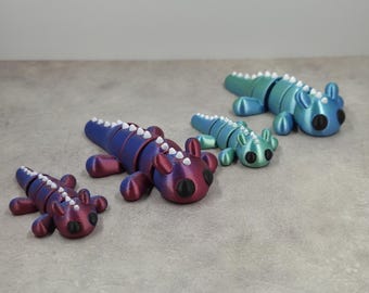 3D Printed Articulating Colorful Winged or Wingless Dragon Fidget Toy