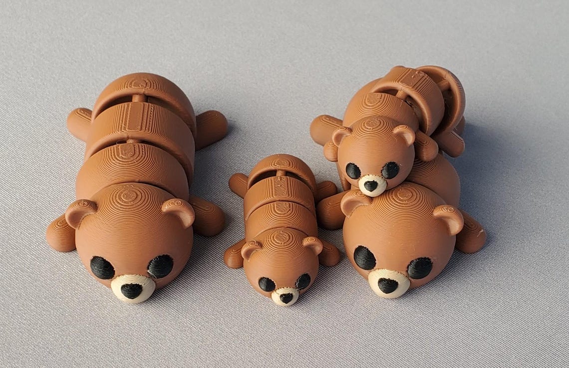 3D Printed Articulating Grizzly Bear Brown Fidget Toy - Etsy