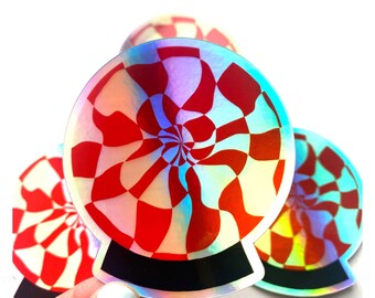 Holographic crystal ball sticker - Red