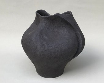 Handmade Black Ceramic Vase, Unique Ceramic Vase, Abstract Ceramic Vessel, Sculptural Vase, Modern Vase, Design Vase, Modern Home Decor