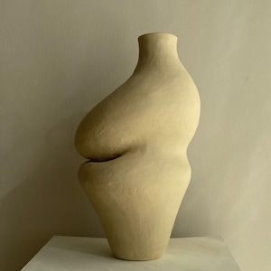 Handmade Beige Ceramic Vase, Sculptural Vase, Modern Vase, Nordic Decor, Home Decor, Ceramic Art Sculpture, Abstract Vase, Minimalist Vase