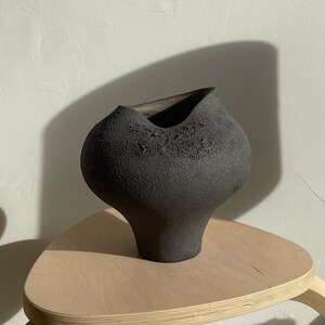 Black Textured Ceramic Vase, Handbuilt Modern Vase, Nordic Decor, Ceramic Vessel, Home Decor, Handmade Design Vase, Black Vase