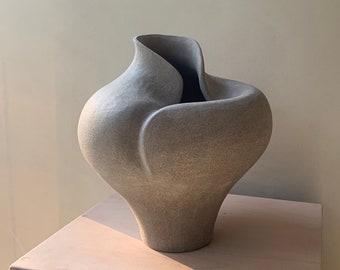 Handmade Gray Ceramic Vase, Sculptural Vase, Modern Vase, Abstract Ceramic Vessel, Unique Ceramic Vase, Design Vase, Home Decor