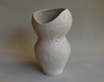 Handmade Ceramic Vase, Textured Ceramic Vase, White Design Vase, Abstract Vessel, Modern Vase, Unique Ceramic Vase, Minimalist Modern Decor