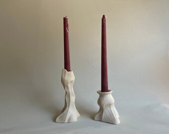 Sculptural Ceramic Candle Holder Stick, White Ceramic Candle Holder, Minimal Candle Holder, Nordic Candlestick, Abstract Candlestick