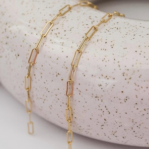 14k Gold Filled/Rose Gold Filled/Sterling Silver Small Paperclip (Style 2) Chain by the Foot