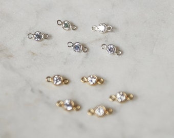 14k Gold Filled/Sterling Silver 3mm CZ Connectors Set of 5