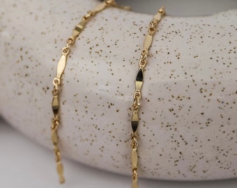 14K Solid Gold 2.0 mm Lip Chain By the Inch | Gold Permanent Jewelry Chains | Wholesale Bulk Chains for Jewelry Making