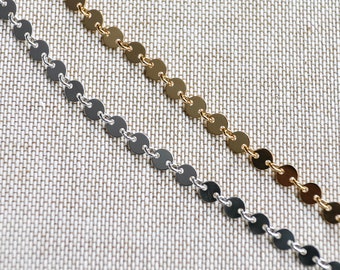 14k Gold Filled/Sterling Silver 4mm Disc Chain by the Foot