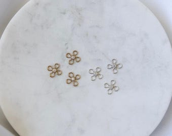 14k Gold Filled/Sterling Silver CZ Flower Connectors Set of 5