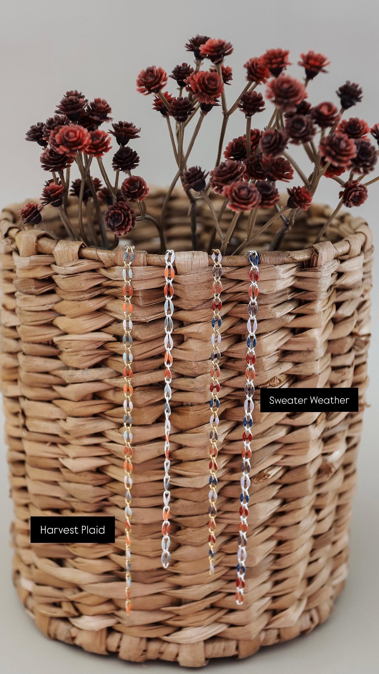Plated Enamel Chain by the Foot - Harvest Plaid/Sweater Weather
