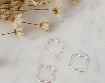 925 Sterling Silver, 14k Gold Filled Clover Connectors Set of 3