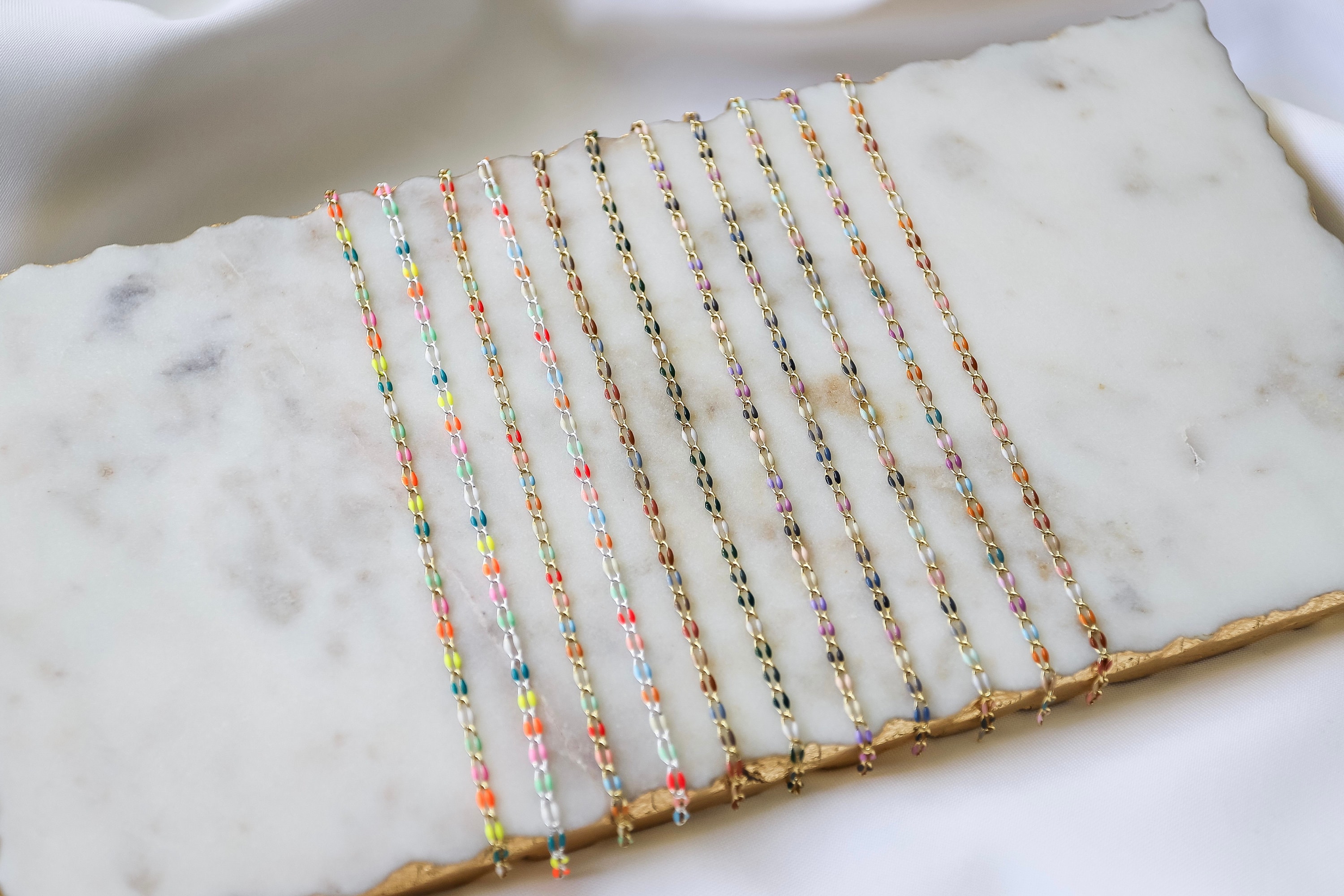 Plated Enamel Chain by the Foot - Multicolored