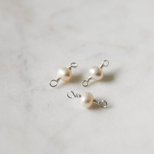 925 Sterling Silver/14k Gold Filled 4mm Fresh Water Pearl Connectors