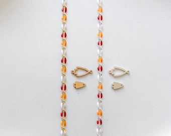 Plated Enamel Chain by the Foot - Red/White/Yellow