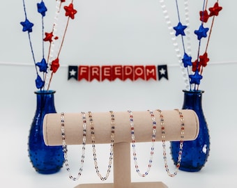 Plated Enamel Chain by the Foot - Red White and Blue