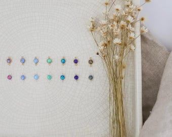 14k Gold Filled/Sterling Silver 4mm Opal Connectors Set of 3