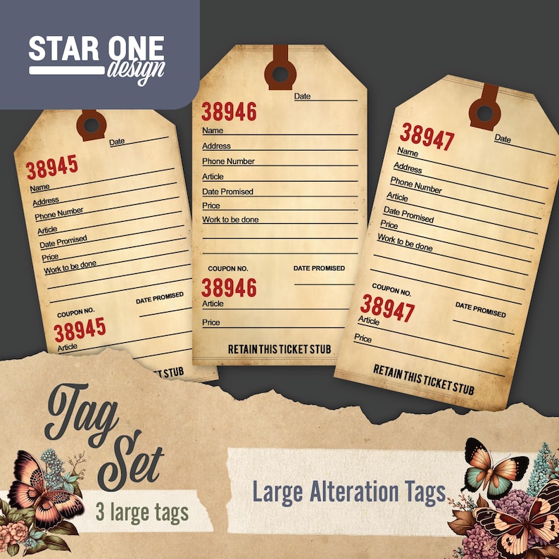 Printable Alteration Tags – Large Vintage Ephemera for Junk Journals ...